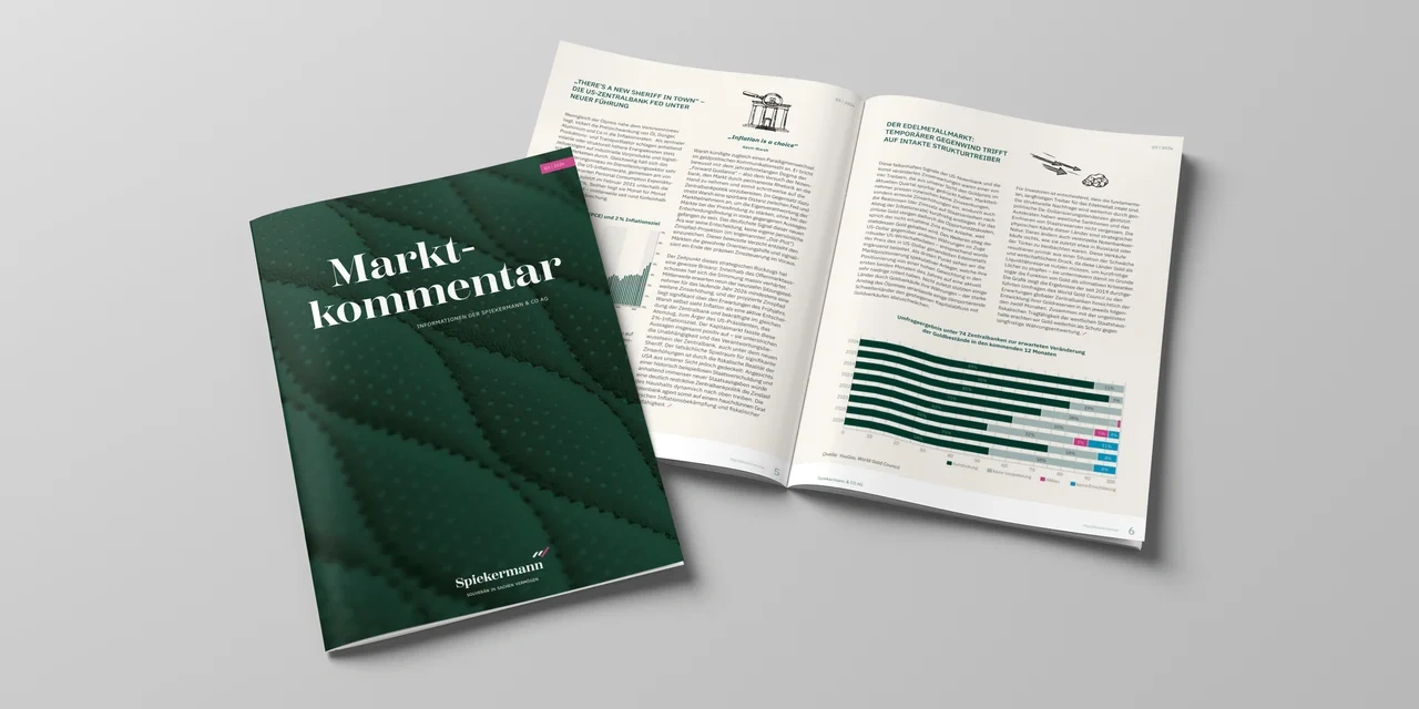 Eine Ausgabe des Martkommentars Q3 liegt auf einem grauen Hintergrund